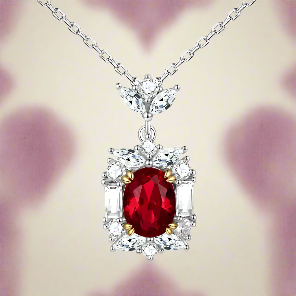 White Gold Plate Initial Ruby Gemstone Tarnish Free 925 Sterling Silver
