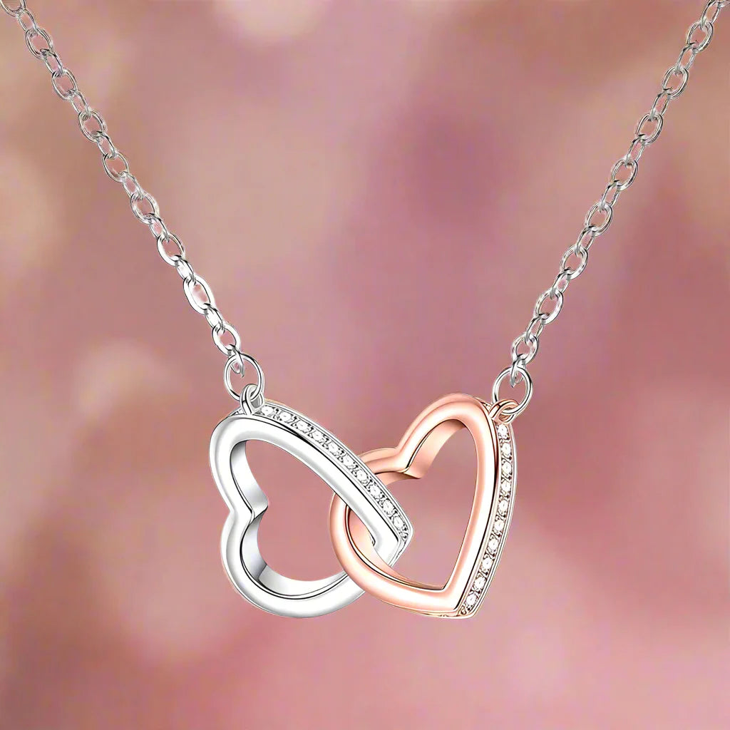925 Sterling Silver Double Heart Necklace Pendant