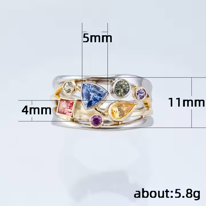 Zircon Diamond-Cut Silver Colorful Elegant Ring - PlumOnyx