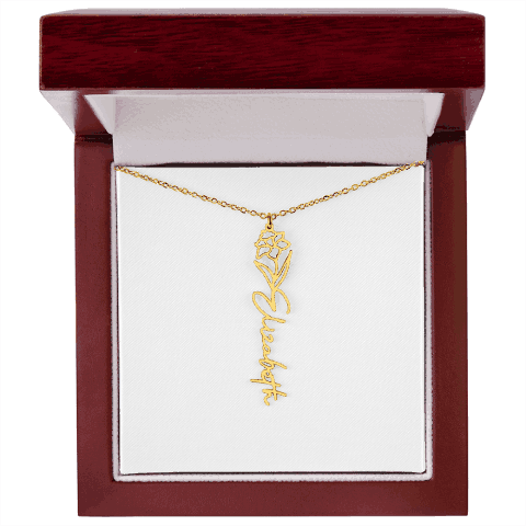 My Blooming Rose Flower Name Necklace - PlumOnyx