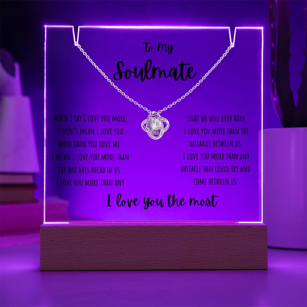 To My Soulmate - Keepsake Acrylic & Love Knot Necklace Bundle - PlumOnyx
