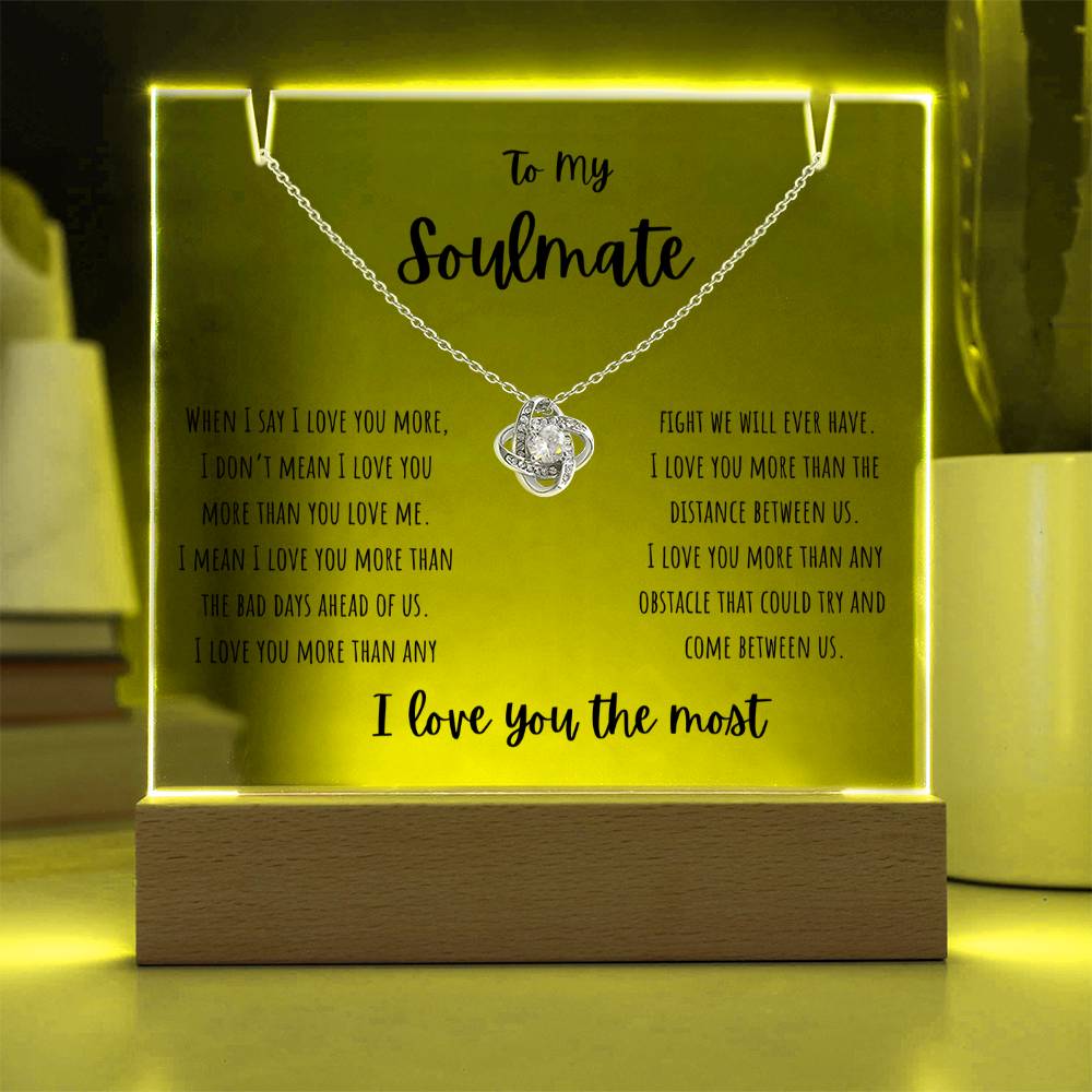 To My Soulmate - Keepsake Acrylic & Love Knot Necklace Bundle - PlumOnyx