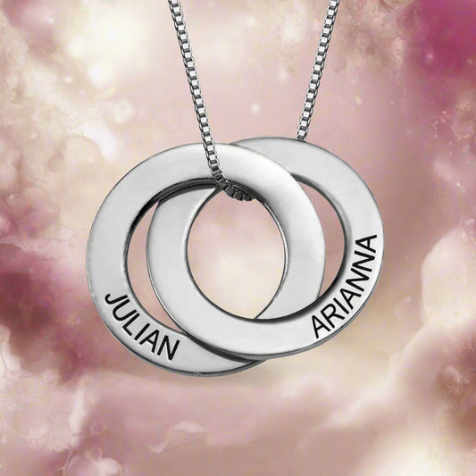 Family Personalized Russian Rings Circle Pendant Necklace - PlumOnyx