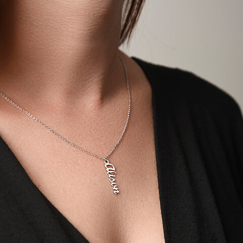 Bonus Daughter Vertical Name Necklace - From Bonus Mom - PlumOnyx
