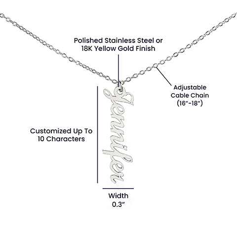 Bonus Daughter Vertical Name Necklace - From Bonus Mom - PlumOnyx